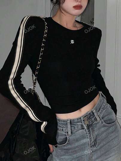 Slim Fit Embroidered Long Sleeve T-shirt