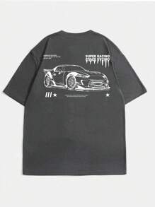 Manfinity ZONE917 Áo thun nam ngắn tay trễ vai màu xám đậm, có nhiều kích cỡ khác nhau - Màu xám đen - Xem 2