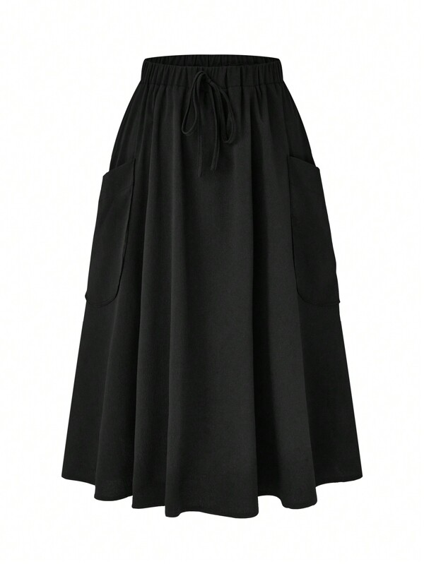 DreamSkyne Falda de talla grande para mujeres con cintura ajustable, bolsillos y un estilo casual y moderno