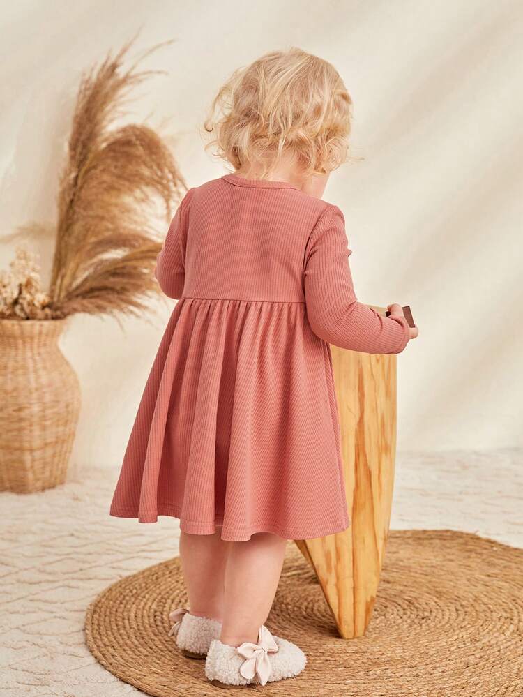 Baby Girl Half Button Smock Dress