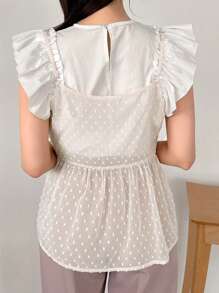 FRIFUL Designer Top de tirantes con cordón para mujer, casual de verano y con textura de malla transparente