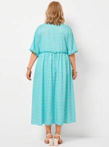 EMERY ROSE Plus Size Nữ Chấm Bi In Hình Chín Mẹ Thanh Lịch Áo Dài - Nhiều màu - Xem 2