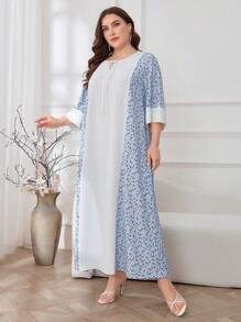 Al Najma 大尺寸春夏款長款拼接花卉連衣裙 - 彩色 - 查看 5