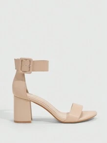 CUCCOO CURVES Women's Fashionable Wide Fit Apricot Colored Ankle Strap High Heel Sandals, Classic And Comfortable Design, Plus Size For Summer Christmas Fall New Year Holiday Valentines - Apricot - View 3