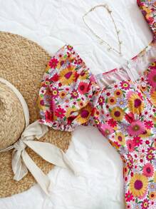 Soleia Áo liền quần in hoa hướng dương thanh lịch cho nữ - Nhiều màu - Xem 4