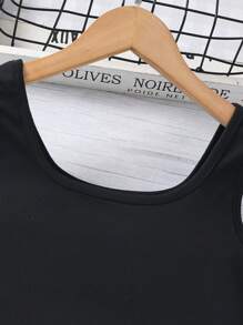 SHEIN Tween Girl Solid Tank Top & Chain Detail Flap Pocket Cargo Pants - Multicolor - View 6