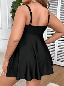 Swim Lushoire Plus Size Bãi biển mùa hè Bộ đồ Tankini ngày lễ thông thường - màu đen - Xem 2