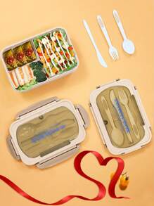 1 hộp đựng cơm trưa 42oz, hộp nhựa đựng đồ ăn trưa đến trường kèm nĩa, thìa và đũa, hộp đựng cho học sinh, người lớn nam nữ có 4 ngăn, hộp đựng đồ ăn trưa đựng dụng cụ, lọ đựng nước sốt, giấy lót bánh nướng xốp, dùng được trong lò vi sóng và máy rửa chén, màu nâu, trở lại trường học, lễ hội, sinh nhật và giáng sinh làm quà tặng ngày lễ, hộp đựng cơm trưa tốt cho trường học, văn phòng, ngoài trời, du lịch - Màu be - Xem 2