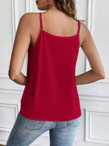 SHEIN Frenchy Camiseta De Tirantes Decorada Con Encaje Con Borde De Filo De Encaje Adornado Con Redes De Bordado