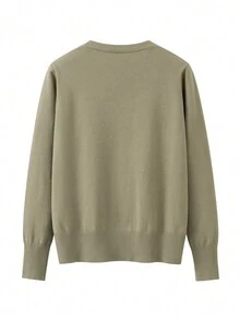 GIGOGOU Women's Solid Color Long Sleeve Single-Breasted Knit Cardigan, Suitable For Spring And Autumn - Khaki - View 3