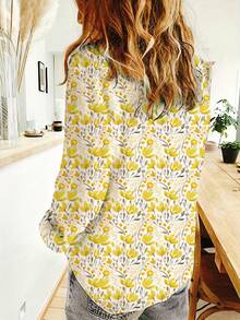 度假休闲碎花长袖衬衫