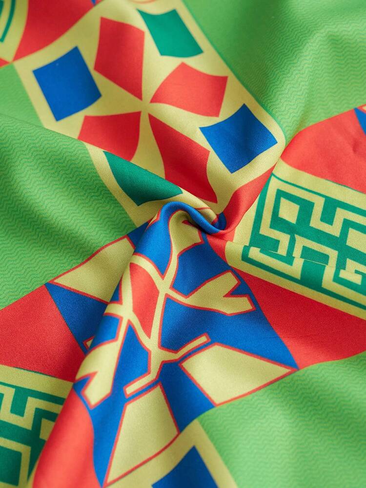 Printed Off Shoulder Top + Split Hem Skirt Set Plus Size Spring Break