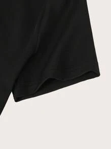 SHEIN Unity 母亲节女士夏季红色标语短款 T 恤 - 黑色 - 查看 4