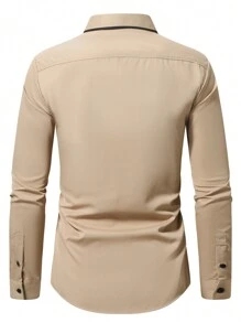 Manfinity Nomadique Men Casual Simple Printed Long Sleeve Shirt - Khaki - View 2