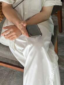 DAZY 男士實色口袋摺紋休閒長褲 - 白色 - 查看 8