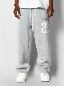 SUMWON Athletic Sweatpants Winter Training Jogger Collegiate Number Graphics Streetwear Fleece Exercise Workout Loungewear Comfortable Sports Bottoms