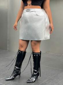 Flirla A字半身裙 - 銀色 - 查看 4