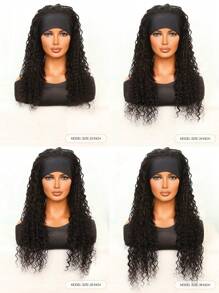 Deep Wave Headband Wig Human Hair Wigs With Head Band  Affordable Hair Replacement Headbands Wig Ready Wear To Go Daily Use Natural Black Color - Natural Black - View 7