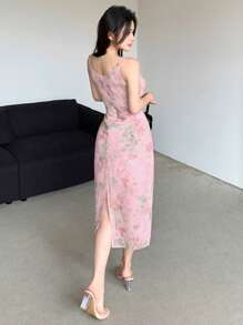 Dazy Designer Women Floral Print Twist Front Slip Dress Sundress,Casual Women Dresses Easter Maxi Dress - Multicolor - View 5