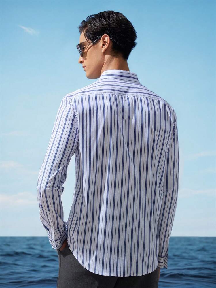 Easy Care Men Woven Cotton Business Long Sleeve Shirt