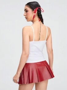 ROMWE Kawaii Cute Vintage Pink Bowknot Cami Top For Summer, School - White - View 5