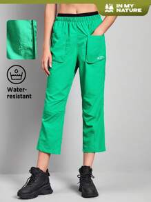 In My Nature 字母圖案口袋貼布戶外長褲 - 綠色 - 查看 1