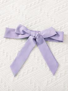 SHEIN 青少年女孩夏季撞色网眼荷叶边饰腰带可爱优雅连衣裙 - 紫色 - 查看 6