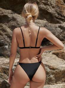 SHEIN Swim Bikini De Vacaciones En La Playa Para Mujeres Con Decoración De Conchas