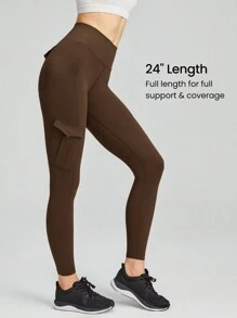 GLOWMODE Quần legging có nút túi hàng hóa 24" FeatherFit™ Hỗ trợ ánh sáng Phòng tập thể dục thông thường hàng ngày có tác động thấp - Cảm hứng quế - Xem 2