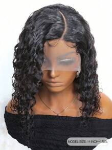 Transparent Lace Deep Wave Bob T Part Lace Front Wig Short Short Human Hair Lace Frontal Closure Natural Black Color Wig With Front Baby Hair  Pre Plucked Natural Hairline Wig - Natural Black - View 4