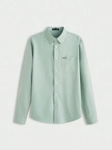 Mainfolk Easy-Care Men Business Woven Long Sleeve Shirt - Green - View 3