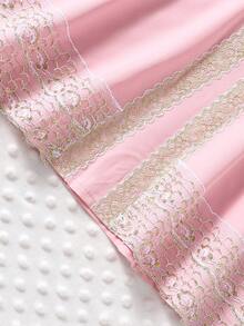 Black And Gold Embroidered Lace Long Baby Dress - Pink - View 3