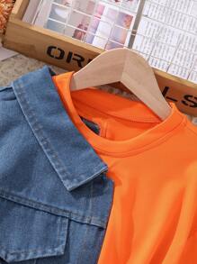 Tween Girl Traceable Patchwork Casual Dress - Multicolor - View 6