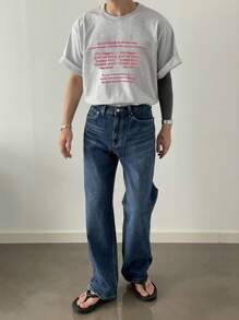 DAZY Men Summer T-Shirt With Letter Print,Graphic Tees - Grey - View 5