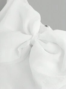 SHEIN Girlism 學齡前女孩運動風甜美時尚春夏款雪紗單肩背心衫