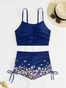 SHEIN Swim Women Sleeveless Cami Bikini Two-Piece Set In Vacation Style,Summer Beach - Multicolor - View 6