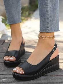 Thời Trang Nữ Đế Xuồng Gót Đế Dày Xuân Hè Đen Slip-On Du Lịch Kỳ Nghỉ Thường Ngày Bên Ngoài Đế Dày Dép - màu đen - Xem 3