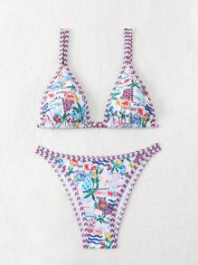 Swim Mod Ladies" Beach Vacation Random Printed Bikini Set,Summer Beach - Multicolor - View 5