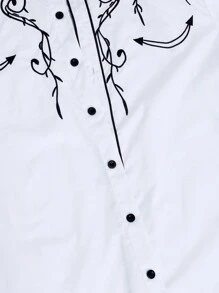 Camisa vaquera americana para hombre con bordados - Blanco - Ver 7