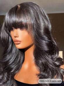 透明蕾絲小波浪13X4蕾絲前假髮帶劉海真實人類頭髮蕾絲額葉閉合假髮帶嬰兒毛預先拔毛自然髮際線假髮自然黑色顏色 - Natural Black - 查看 3