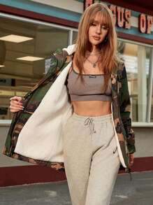 Apperloth A Camo Print Zip Up Hooded Padded Coat - Multicolor - View 3