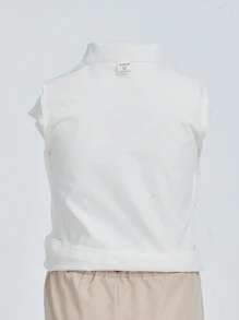 SHEIN Young Boy Bow Front Shirt & Suspender Pants