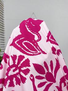 SHEIN VCAY Áo sơ mi tay ngắn bồng bềnh kiểu dáng nghỉ mát dành cho người có thân hình đầy đặn, cổ áo xếp nếp. - Nhiều màu - Xem 7