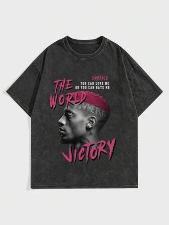 Street Life Camiseta con estampado gráfico desgastado y lavado con ácido, estilo Opiumcore, primavera/verano