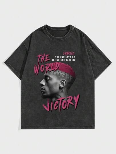 Street Life Camiseta con estampado gráfico desgastado y lavado con ácido, estilo Opiumcore, primavera/verano