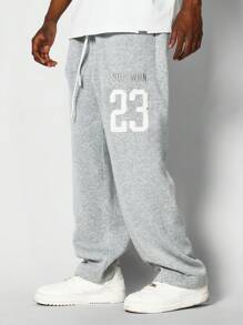 SUMWON Athletic Sweatpants Winter Training Jogger Collegiate Number Graphics Streetwear Fleece Exercise Workout Loungewear Comfortable Sports Bottoms