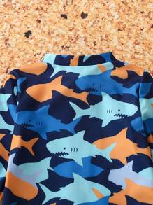 嬰兒男寶寶簡約印花可愛泳衣 - 彩色 - 查看 6