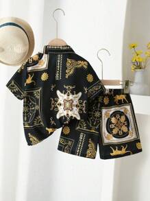 Young Boys' Baroque Printed Shirt And Shorts Set - Multicolor - View 2