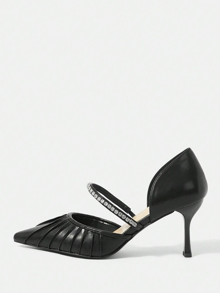 Fashionable Women's High Heel Shoes With Pointed Toe, Stiletto Heel And Pleated Design Vacation Shoes Summer