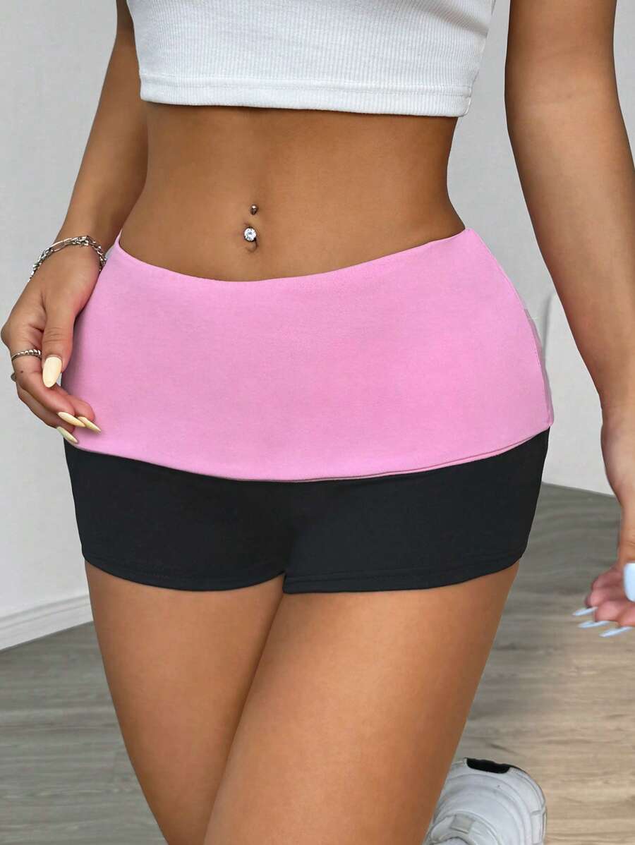 SHEIN EZwear 女士折疊腰帶超短短褲